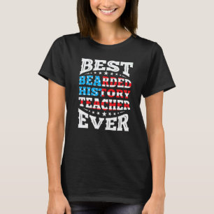 T-shirt Professeur D'histoire Barbu 4 Juillet Usa Ame