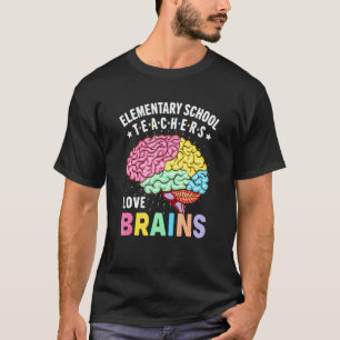T-shirt Professeur Élémentaire Homme Amour Cerveaux École