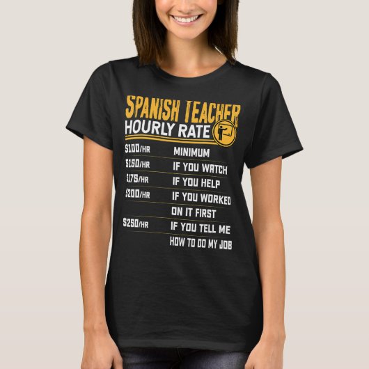T-shirt Professeur espagnol Horaire Note Espagnol Instruct (Devant)