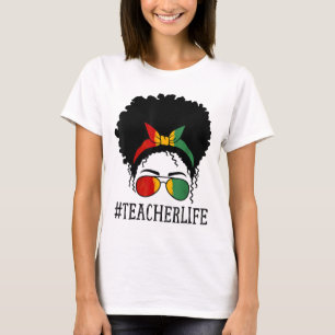 T-shirt Professeur Femmes Africaines Messy Bun Black Histo