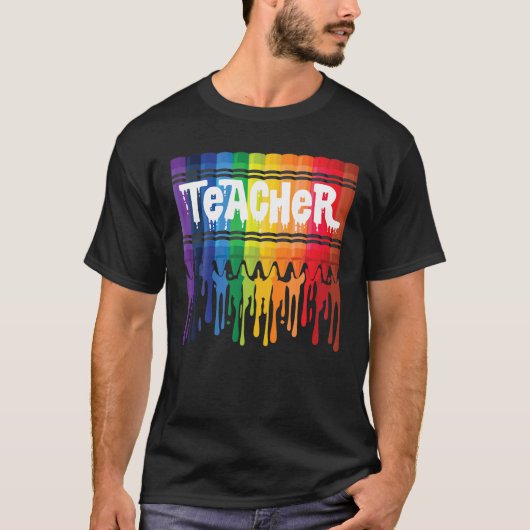 T-shirt Professeur, Get You Crayon Rainbow Enseignant (Devant)