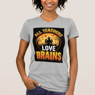 T-shirt Professeur Halloween Cerveaux de Zombie Horreur Lu