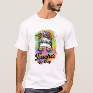 T-shirt Professeur hors service Messy Bun Tie Dye Lunettes