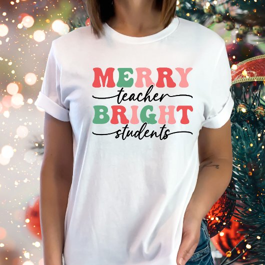 T-shirt Professeur Joyeux Étudiants brillant Noël