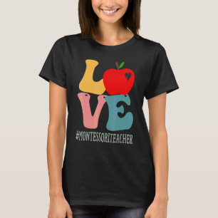 T-shirt Professeur Montessori Amour Pomme Groovy Mignon Re