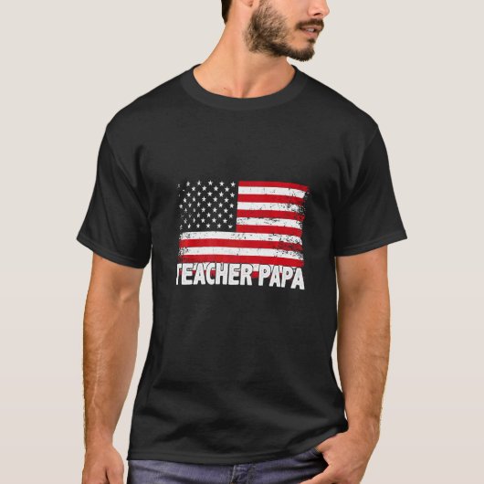 T-shirt Professeur Papa American Flag Fête des pères (Devant)