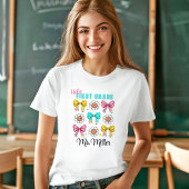 T-shirt Professeur Retour À L'École Cute Bow Nom Du Crayon