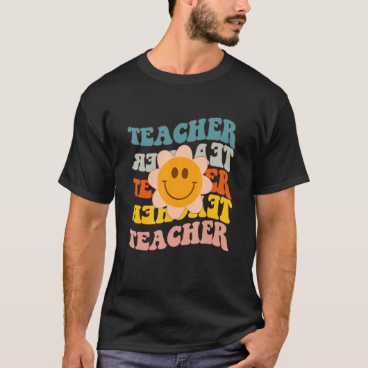T-shirt Professeur rétro Daisy Colorée école primaire Te (Devant)
