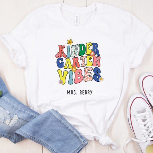 T-shirt Professeur Retro Vibes de jardin d'enfants