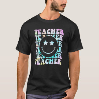 T-shirt Professeur Rétro Visage Heureux Noir Cravate Souri