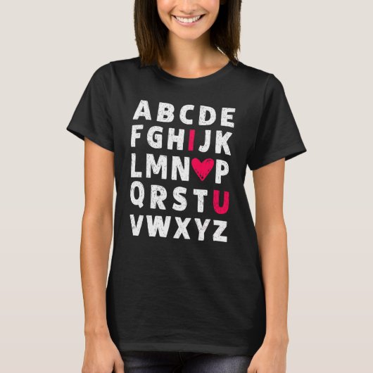 T-shirt Professeur Valentine's Day Abc I Love You Alphabet (Devant)