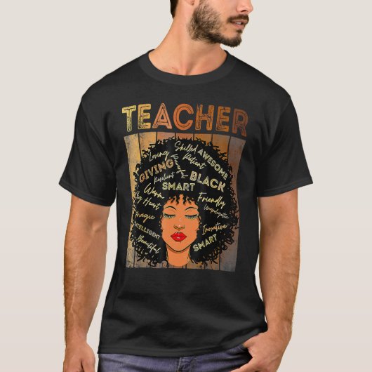 T-shirt Professeure noire afro rétro melanine histoire des (Devant)