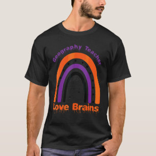 T-shirt Professeurs de géographie Halloween Aiment cerveau