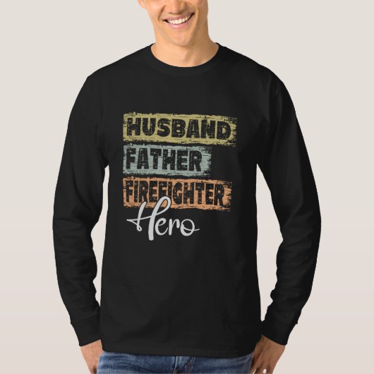 T-shirt Profession dad hero father Firefighter (Devant)
