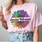 T-shirt Profession des travailleurs sociaux Rainbow Sunflo