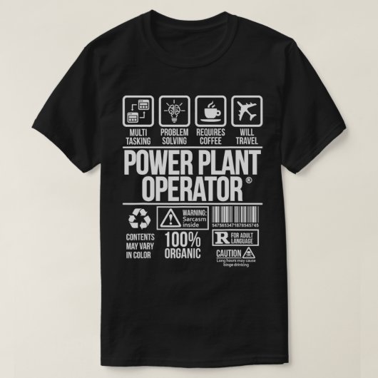 T-shirt Profession d'opérateur de Plante de puissance #DW (Design devant)