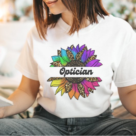 T-shirt Profession Opticienne Tournesol Arc-en-ciel