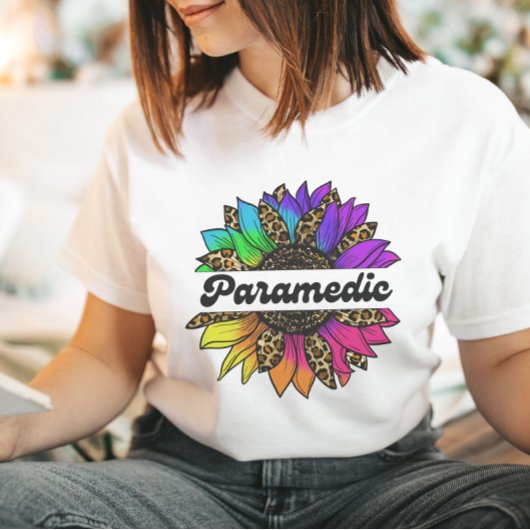 T-shirt Profession paramédale Tournesol arc-en-ciel