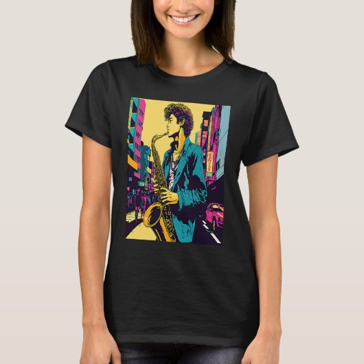 T-shirt Professional Saxophone Musician Retro Pop Saxophon (Devant)