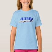 T-shirt Profil de dessin d'aquarelle d'Airbus A320 (Devant)