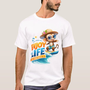 T-shirt Profitez de la vie Illustration de singe mignon