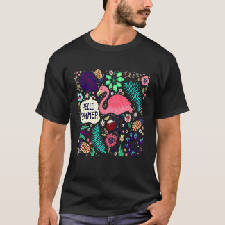T-shirt Profitez de Voyage Summer Beach Sun Avec Flamant r