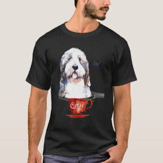 T-shirt Profitez Du Café Avec Du Collie Arrosé