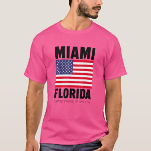 T-shirt Profitez Du Cool Miami Floride Avec Drapeau Améric