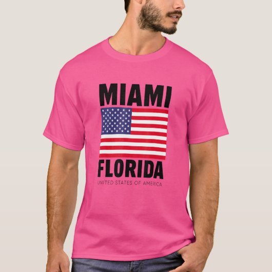T-shirt Profitez Du Cool Miami Floride Avec Drapeau Améric (Devant)