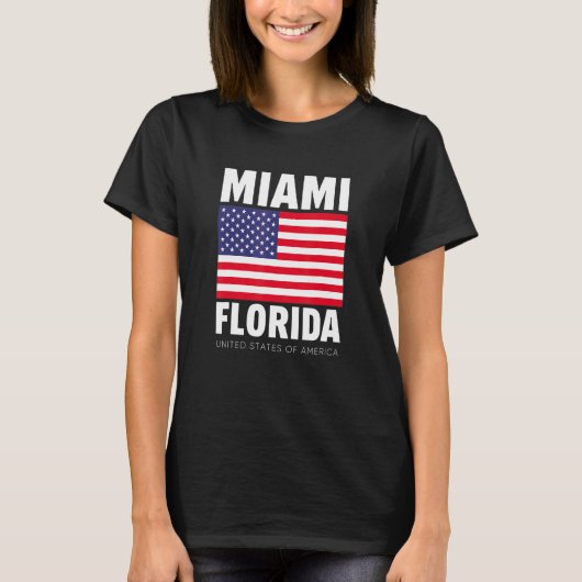 T-shirt Profitez Du Cool Miami Floride Avec Drapeau Améric (Devant)