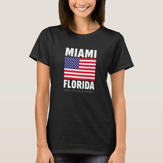 T-shirt Profitez Du Cool Miami Floride Avec Drapeau Améric (Devant)