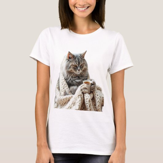 T-shirt Profitez du thé d'hiver de chat (Devant)