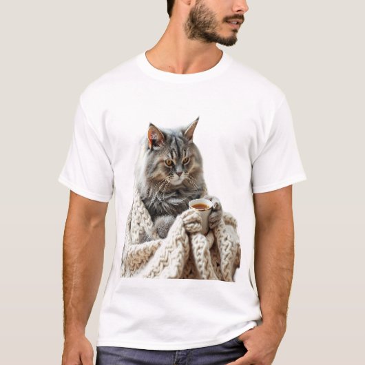 T-shirt Profitez du thé d'hiver de chat (Devant)