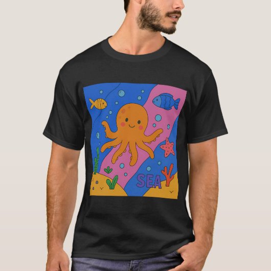 T-shirt Profondeurs de pieuvre joyeuse (Devant)