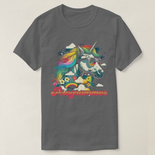 T-shirt Programmateur de licorne arc-en-ciel (Design devant)