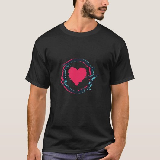 T-shirt Programmation Coeur Glitch Mode Hommes Femmes Enfa (Devant)