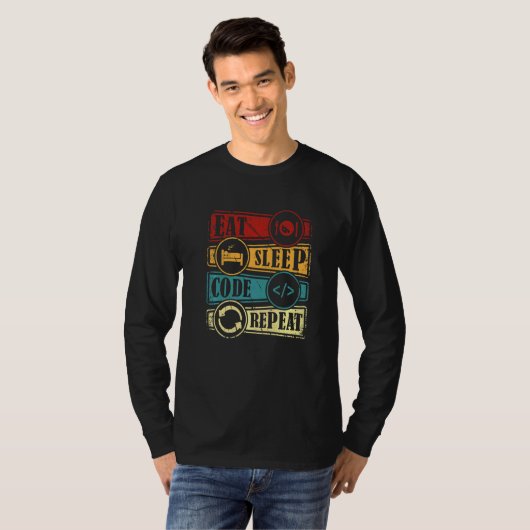 T-shirt Programmation Informatique Programmeur Manger Code (Devant entier)