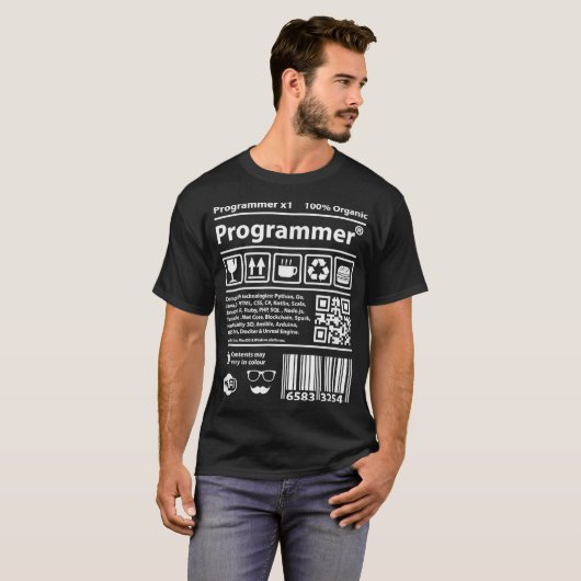 T-shirt Programmer code-barres développeurs code-scrum dév (Devant entier)