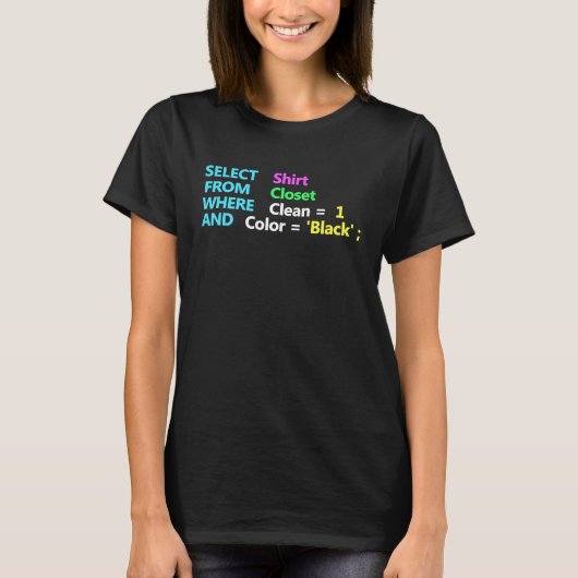 T-shirt Programmer SQL Quest Geek Code de base de données (Devant)