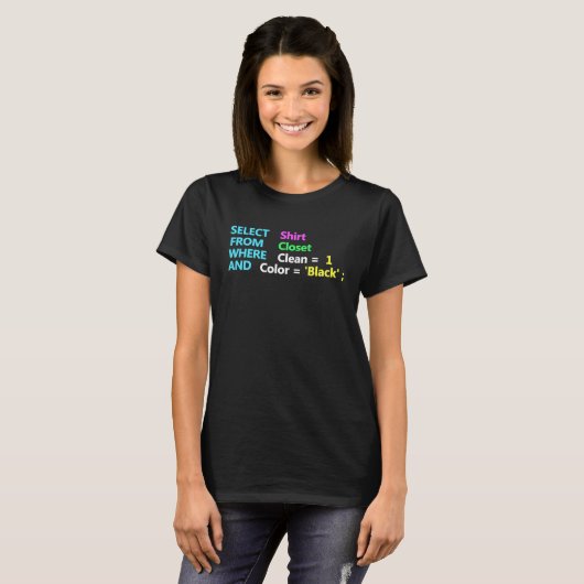 T-shirt Programmer SQL Quest Geek Code de base de données (Devant entier)