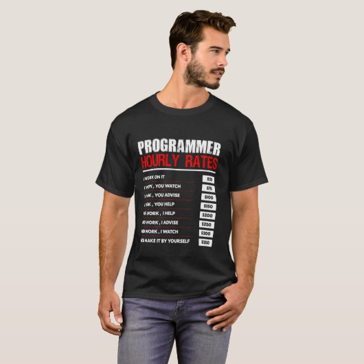 T-shirt Programmer Tarifs horaires Code Funny Computer Pro (Devant entier)
