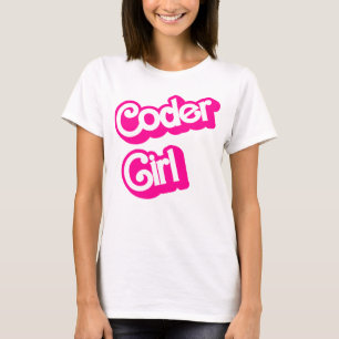 T-shirt Programmeur Geek Coder Girl rose