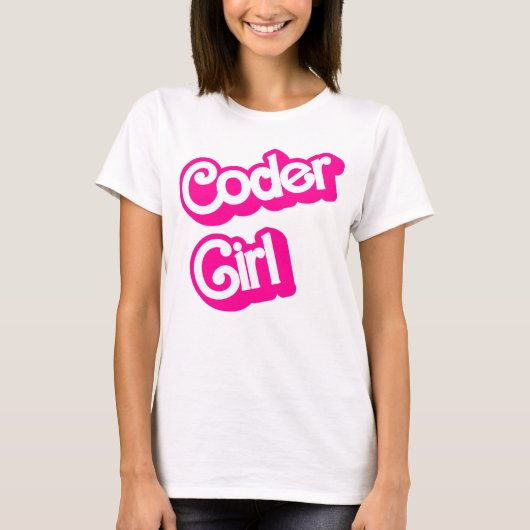 T-shirt Programmeur Geek Coder Girl rose (Devant)