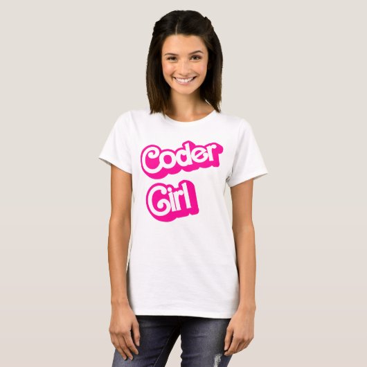 T-shirt Programmeur Geek Coder Girl rose (Devant entier)
