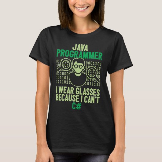 T-shirt Programmeur Java Je Porte Des Lunettes Ordinateur  (Devant)