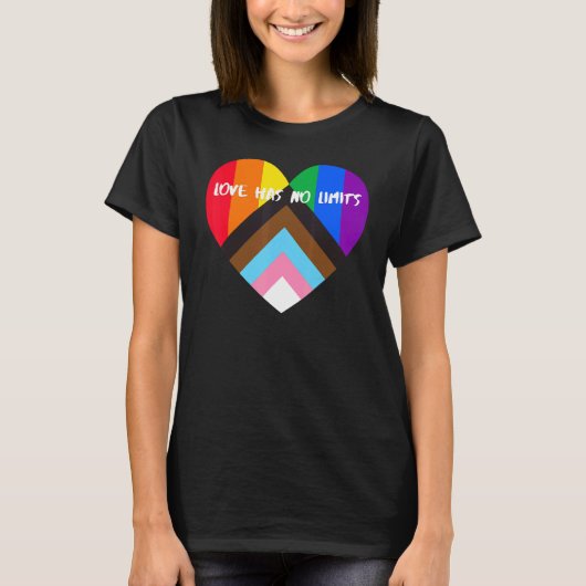 T-shirt Progrès Fierté Coeur Drapeau L'amour n'a aucune li (Devant)