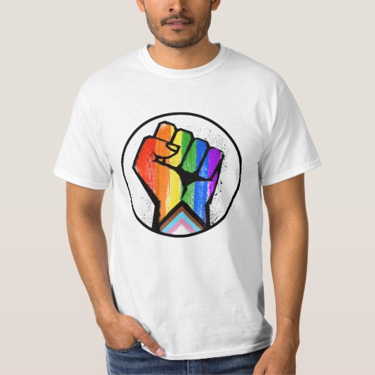 T-SHIRT PROGRÈS LGBTQ FISTE RÉSISTANCE FIERTE (Devant)