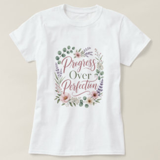 T-shirt Progrès Plutôt que Perfection Wildflower Motivatio