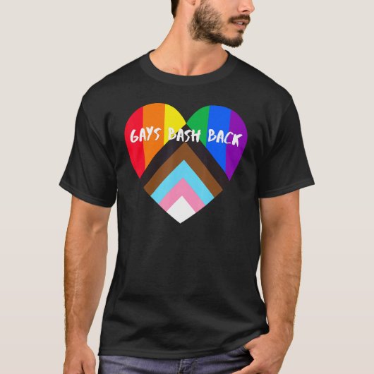 T-shirt Progrès Pride Coeur Drapeau Gays Bash Retour (Devant)