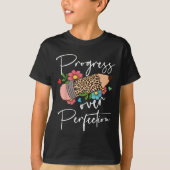 T-shirt Progress Over Perfection Leopard Pencil Motivation (Devant)